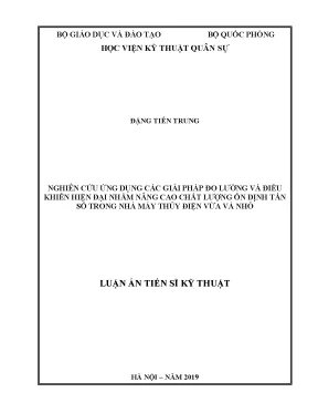 Luận án tiến sĩ nghiên cứu ứng dụng các giải pháp đo lường và điều khiển hiện đại nhằm nâng cao chất lượng ổn định tần số trong nhà máy thủy điện vừa và nhỏ
