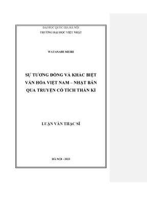 Luận văn thạc sĩ sự tương đồng và khác biệt văn hóa việt nam nhật bản qua truyện cổ tích thần kì