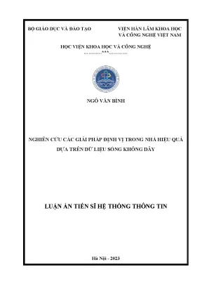 Luận án tiến sĩ nghiên cứu các giải pháp định vị trong nhà hiệu quả dựa trên dữ liệu sóng không dây