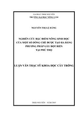 Luận văn thạc sĩ nghiên cứu đặc điểm nông sinh học của một số dòng chè được tạo ra bằng phương pháp gây đột biến tại phú thọ