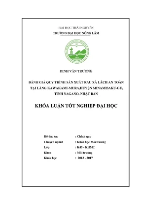 Luận văn đánh giá quy trình sản xuất rau xà lách an toàn tại làng kawakamimura huyện minamisaku gu tỉnh nagano nhật bản