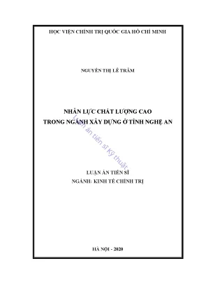 Luận án tiến sĩ kinh tế nhân lực chất lượng cao trong ngành xây dựng ở tỉnh nghệ an1