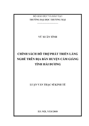Luận văn chính sách hỗ trợ phát triển làng nghề trên địa bàn huyện cẩm giàng tỉnh hải dương