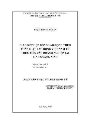 Luận văn thạc sĩ giao kết hđlđ theo pháp luật lao động việt nam từ thực tiến các doanh nghiệp tại tỉnh quảng ninh