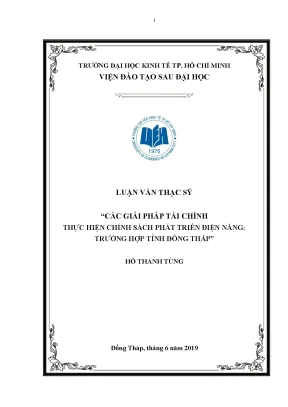 Luận văn thạc sĩ các giải pháp tài chính thực hiện chính sách phát triển điện năng trường hợp tỉnh đồng tháp