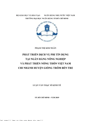 Phát triển dịch vụ phi tín dụng tại ngân hàng nông nghiệp và phát triển nông thôn việt nam chi nhánh huyện giồng trôm bến tre luận văn thạc sĩ tài chính ngân hàng