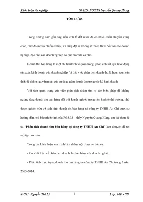 Luận văn tmu phân tích doanh thu bán hàng tại công ty tnhh an chi