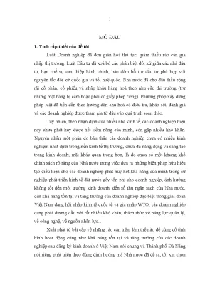 Luận văn thạc sĩ quản lý nhà nước đối với các doanh nghiệp tư nhân trên địa bàn thành phố đà nẵng