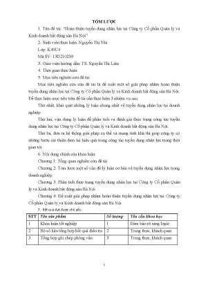 Luận văn tmu hoàn thiện tuyển dụng nhân lực tại công ty cổ phần quản lý và kinh doanh bất động sản hà nội