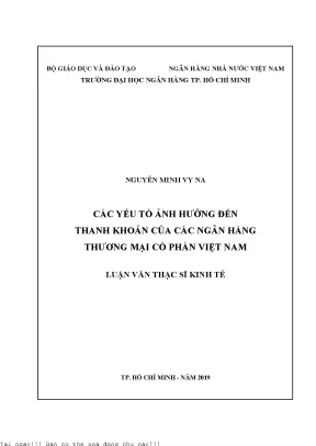 Các yếu tố ảnh hưởng đến thanh khoản của các ngân hàng thương mại cổ phần việt nam luận văn thạc sĩ tài chính ngân hàng