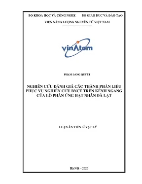 Luận án tiến sĩ nghiên cứu đánh giá các thành phần liều phục vụ nghiên cứu bnct trên kênh ngang của lò phản ứng hạt nhân đà lạt