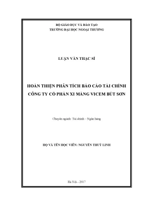 Luận văn thạc sĩ hoàn thiện phân tích báo cáo tài chính công ty cổ phần xi măng vicem bút sơn