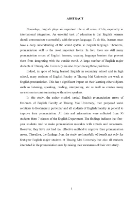 Luận văn some typical pronunciation errors made by first year english major students at thuong mai university
