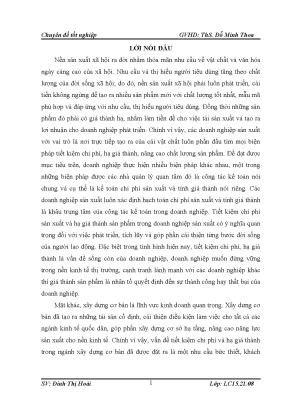 Luận văn tổ chức công tác kế toán chi phí sản xuất và tính giá thành sản phẩm xây lắp tại công ty cổ phần kỹ thuật và xây dựng hdbc