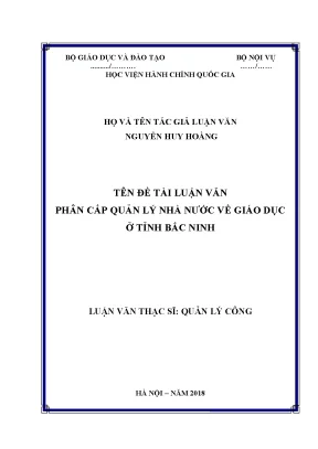 Luận văn thạc sĩ phân cấp quản lý nhà nước về giáo dục ở tỉnh bắc ninh
