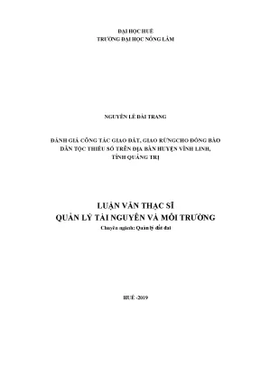 Luận văn thạc sĩ đánh giá công tác giao đất giao rừng cho đồng bào dân tộc thiểu số trên địa b