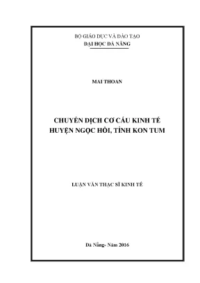 Luận văn thạc sĩ chuyển dịch cơ cấu kinh tế huyện ngọc hồi tỉnh kon tum
