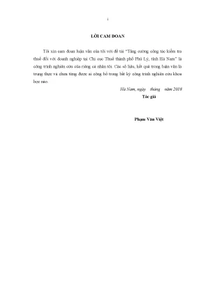Luận văn thạc sĩ tăng cường công tác kiểm tra thuế đối với doanh nghiệp tại chi cục thuế thành phố phủ lý tỉnh hà nam