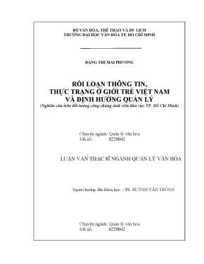 Luận văn rối loạn thông tin thực trạng ở giới trẻ việt nam và định hướng quản lý nghiên cứu trên đối tượng công chúng sinh viên khu vực tp hồ chí minh