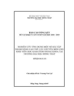Luận văn nghiên cứu ứng dụng một số bài tập nhằm nâng cao thể lực chuyên môn cho sinh viên học karatedo ngoại khóa tại trường đại học đồng tháp