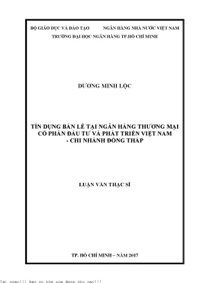Tín dụng bán lẻ tại ngân hàng thương mại cổ phần đầu tư và phát triển việt nam chi nhánh đồng tháp luận văn thạc sĩ kinh tế