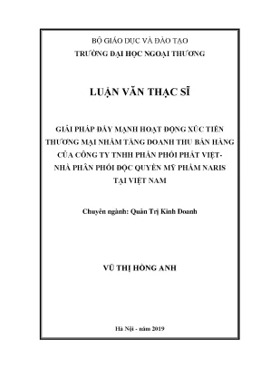 Luận văn thạc sĩ giai pháp đẩy mạnh hoạt động xúc tiến thương mại nhằm tăng doanh thu bán hàng của công ty tnhh phân phối phát việt nhà phân phối độc quyền mỹ phẩm nar