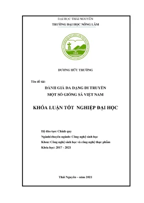 Luận văn đánh giá đa dạng di truyền một số giống sả việt nam