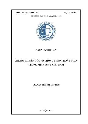 Luận án tiến sĩ chế độ tài sản của vợ chồng theo thoả thuận trong pháp luật việt nam