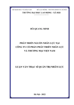 Luận văn thạc sĩ phát triển nguồn nhân lực tại công ty cổ phẩn phát triển nhân lực và thương mại việt nam
