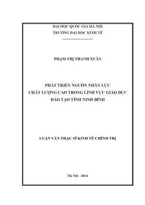 Luận văn thạc sĩ phát triển nguồn nhân lực trong lĩnh vực giáo dục đào tạo tỉnh ninh bình