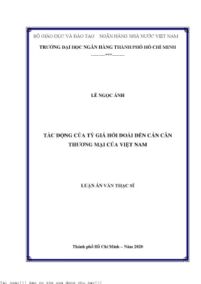 Tác động của tỷ giá hối đoái đến cán cân thương mại của việt nam luận văn thạc sĩ tài chính ngân hàng