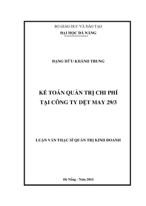 Luận văn thạc sĩ kế toán quản trị chi phí tại công ty dệt may 29 3
