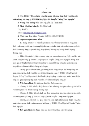 Luận văn hoàn thiện công tác quản trị cung ứng dịch vụ chăm sóc khách hàng tại công ty tnhh công nghệ và truyền thông tam nguyên