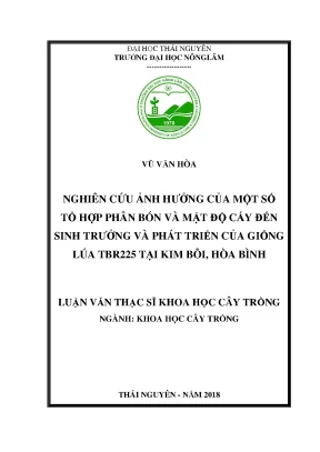 Luận văn nghiên cứu ảnh hưởng của một số tổ hợp phân bón và mật độ cấy đến sinh trưởng phát triển giống lúa tbr225 tại kim bôi hòa bình