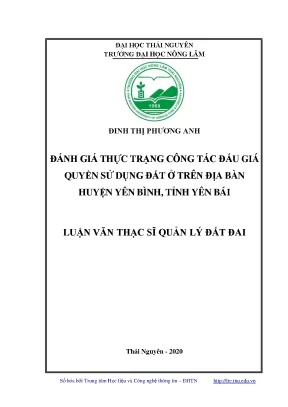 Luận văn thạc sĩ đánh giá thực trạng công tác đấu giá quyền sử dụng đất ở trên địa bàn huyện yên bình tỉnh yên bái