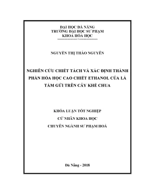 Luận văn thạc sĩ nghiên cứu chiết tách và xác định thành phần hóa học cao chiết ethanol của lá tầm gửi trên cây khế chua
