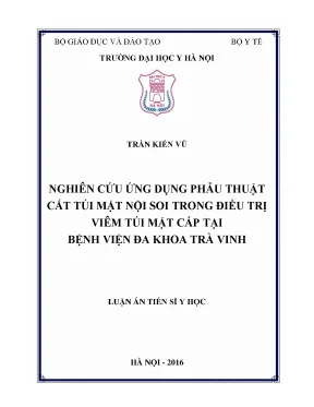 Luận án tiến sĩ nghiên cứu ứng dụng phẫu thuật cắt túi mật nội soi trong điều trị viêm túi mật cấp tại bệnh viện đa khoa tỉnh trà vinh