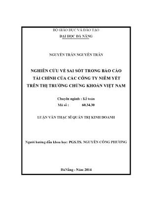 Luận văn thạc sĩ nghiên cứu về sai sót trong báo cáo tài chính của các công ty niêm yết trên thị trường chứng khoán việt nam