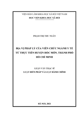 Luận văn thạc sĩ địa vị pháp lý của viên chức ngành y tế từ thực tiễn huyện hóc môn thành phố hồ chí minh