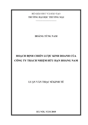 Luận văn hoạch định chiến lược kinh doanh của công ty tnhh hoàng nam