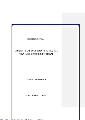 Các yếu tố ảnh hưởng đến nợ xấu tại các ngân hàng thương mại việt nam luận văn thạc sĩ tài chính ngân hàng