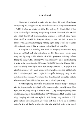 Luận án tiến sĩ nghiên cứu đặc điểm hình ảnh và giá trị của cộng hưởng từ trong đánh giá tổn thương tuyến ức ở bệnh nhân nhược cơ