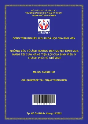 Luận văn thạc sĩ những yếu tố ảnh hưởng đến quyết định mua hàng tại cửa hàng tiện lợi của sinh víên ở thành phố hồ chi minh