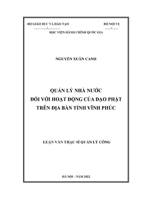 Luận văn thạc sĩ quản lý nhà nước đối với hoạt động của đạo phật trên địa bàn tỉnh vĩnh phúc
