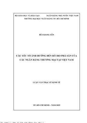 Các yếu tố ảnh hưởng đến rủi ro phá sản của các ngân hàng thương mại tại việt nam luận văn thạc sĩ tài chính ngân hàng