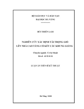 Luận án tiến sĩ kỹ thuật nghiên cứu xác định tải trọng gió lên nhà cao tầng có kết cấu khung giằng