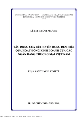 Tác động của rủi ro tín dụng đến hiệu quả hoạt động kinh doanh của các ngân hàng thương mại việt nam luận văn thạc sĩ kinh tế