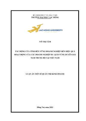 Luận án tiến sĩ tác động của tính bền vững doanh nghiệp đến hiệu quả hoạt động của các doanh nghiệp du lịch vùng duyên hải nam trung bộ tại việt nam