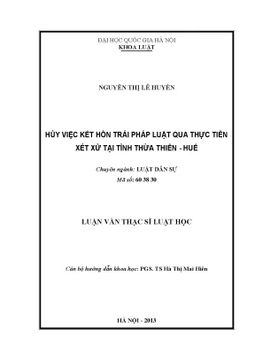 Luận văn thạc sĩ hủy việc kết hôn trái pháp luật qua thực tiễn xét xử tại tỉnh thừa thiên huế