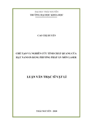 Luận văn thạc sĩ chế tạo và nghiên cứu tính chất quang của hạt nano pt bằng phương pháp ăn mòn laser